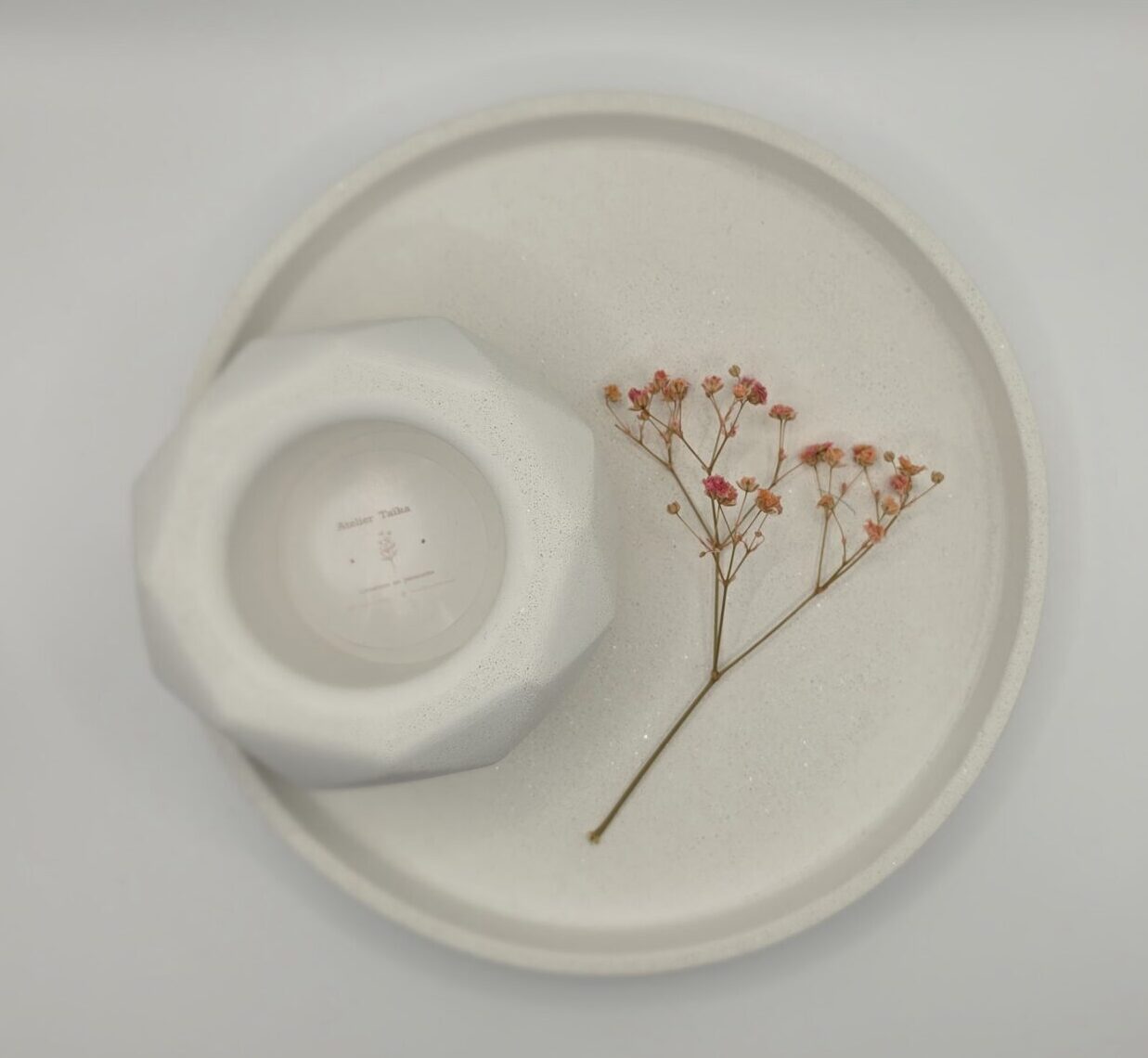 Plateau rond + petit pot géométrique – Image 2
